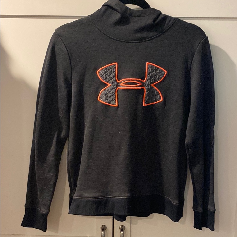 Under Armour Charcoal Sweatshirt with Vibrant Orange Emblem